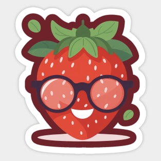 A strawberry with glasses Sticker